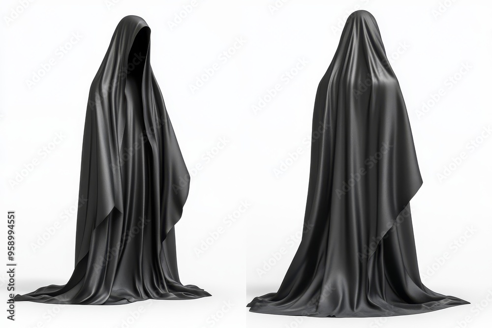 A black traditional Islamic veil and burka that symbolize the deep cultural significance and the value of modesty in womens fashion, reflecting personal choice and religious beliefs in style A black traditional Islamic veil and burka that symbolize the deep cultural significance and the value of modesty in womens fashion, reflecting personal choice and religious beliefs in style