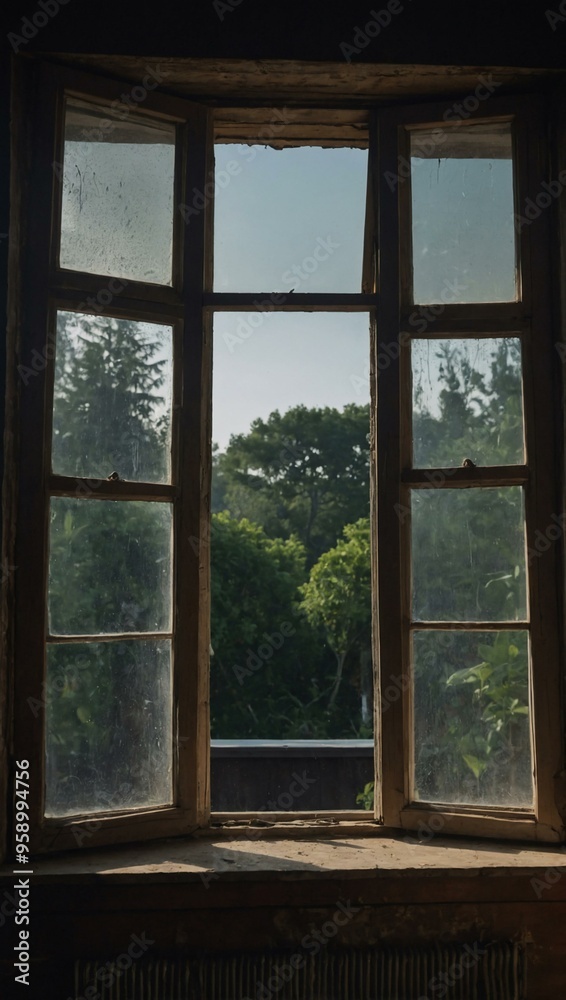 Window in a house captured in a photo. Window in a house captured in a photo.