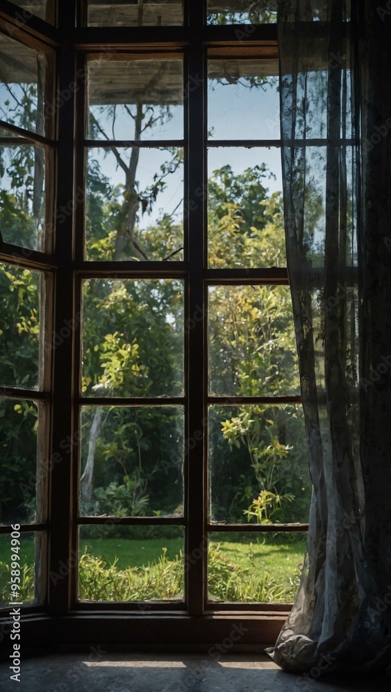 Window in a house captured in a photo. Window in a house captured in a photo.