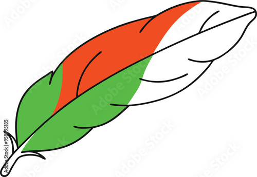 Simple sketch of a single turkey feather highlighting its elegant shape
 photo