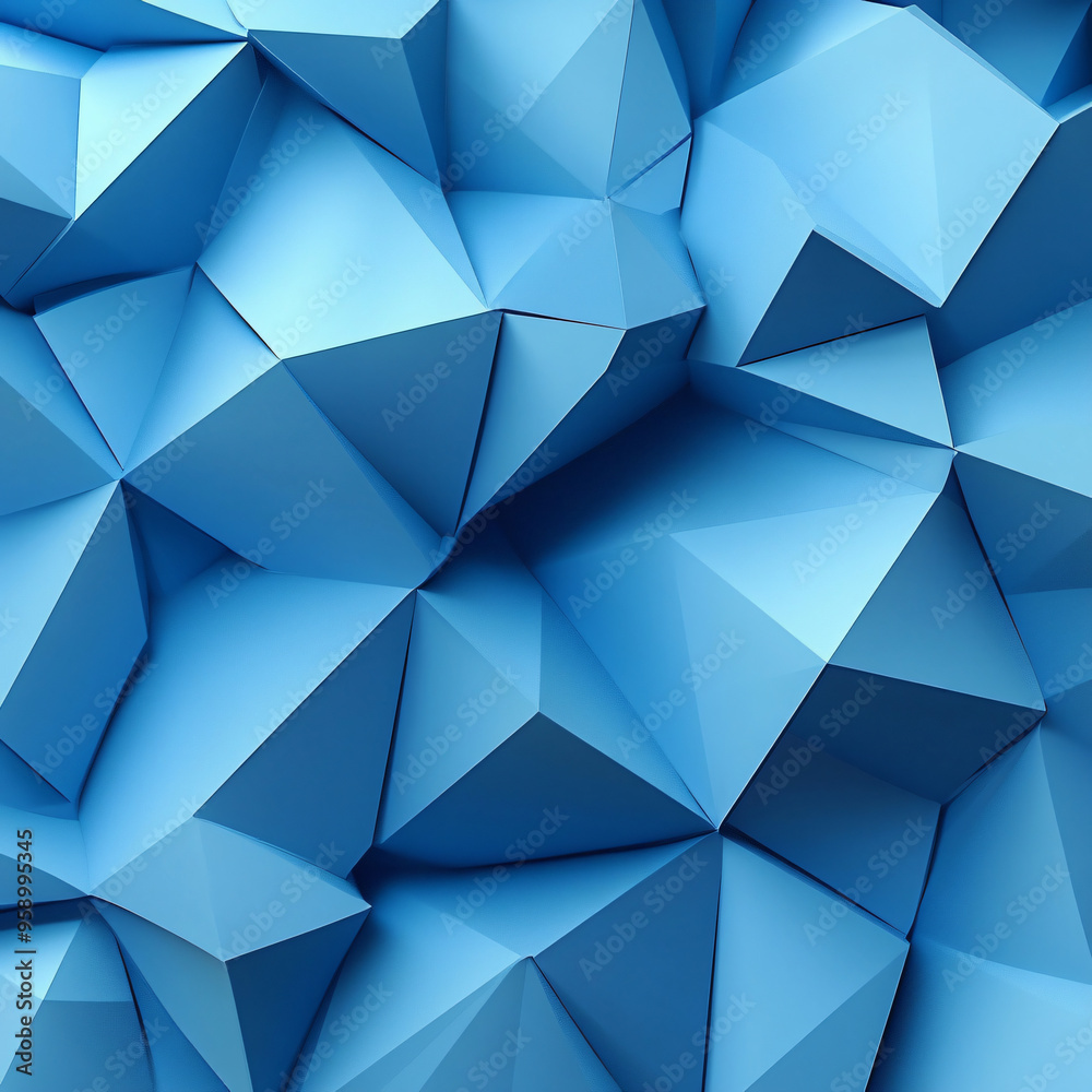 A design of overlapping blue polygons with a 3D effect. A design of overlapping blue polygons with a 3D effect.
