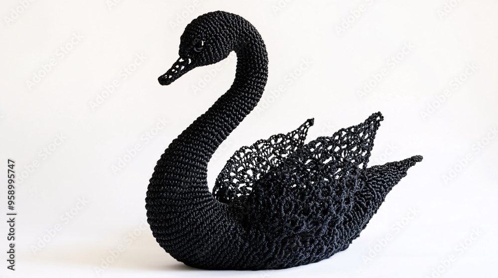 Obraz premium a crocheted black swan