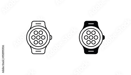 Wristwatch icon design with white background stock illustration
