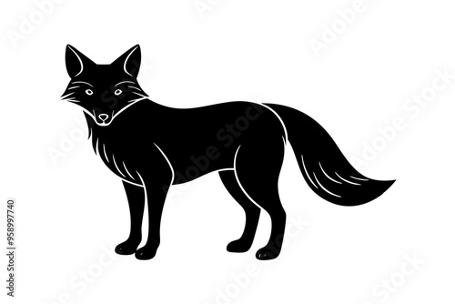 Fox silhouette set - isolated vector images of wild animals