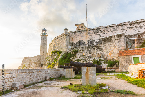 
colonial fortress (fort) with real cannons protecting the entrance to Havana Bay in Havana, Cuba