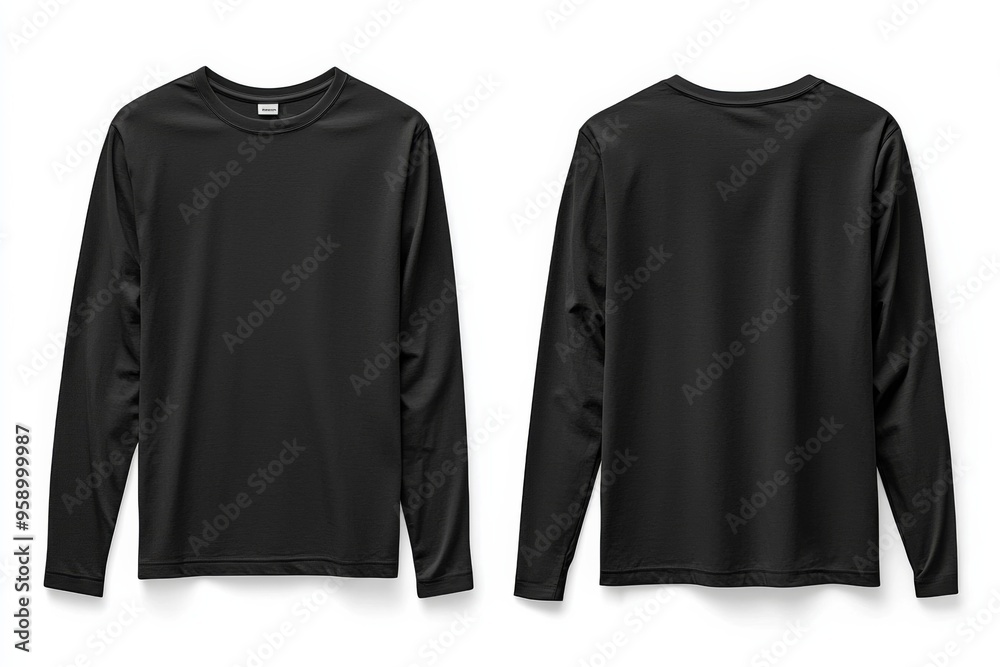 Black long sleeve tshirt mockup isolated created with Generative AI Black long sleeve tshirt mockup isolated created with Generative AI