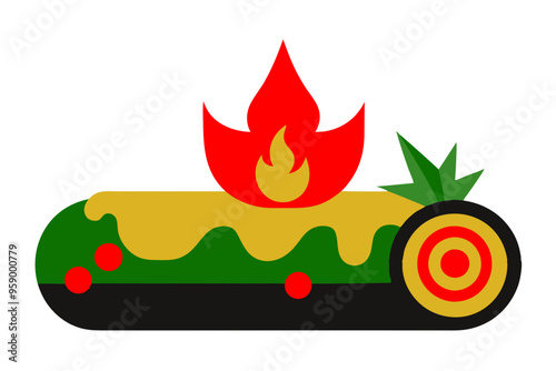 Christmas yule log vector illustration