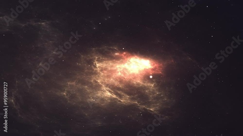 Flying through nebula and star fields in deep space