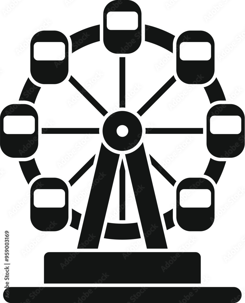 Simple vector icon of a ferris wheel rotating at an amusement park Simple vector icon of a ferris wheel rotating at an amusement park