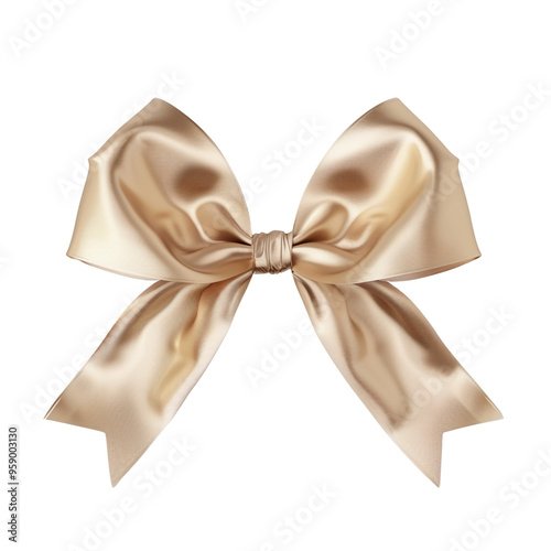 Beige Satin Bow on a Black Background