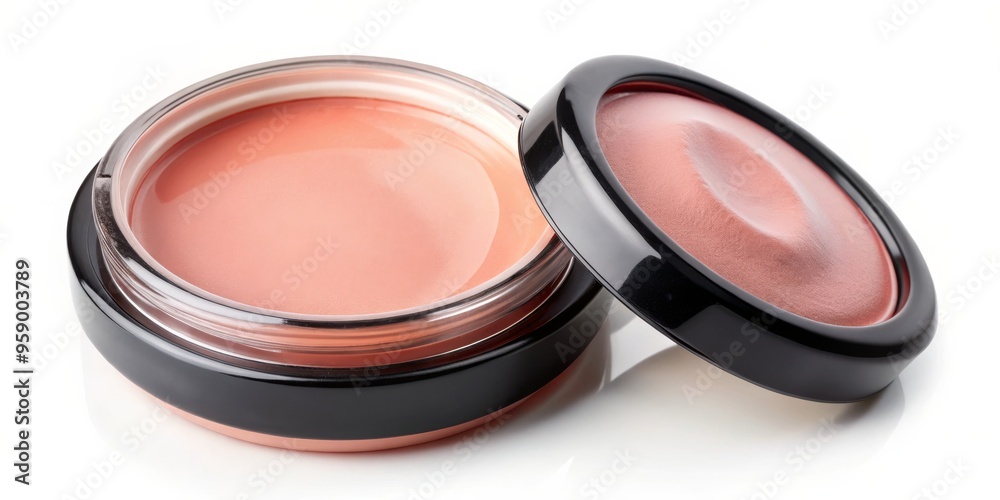 Open Cream Jar of Blush, Glass, Black, Cream ,blush ,makeup ,beauty Open Cream Jar of Blush, Glass, Black, Cream ,blush ,makeup ,beauty