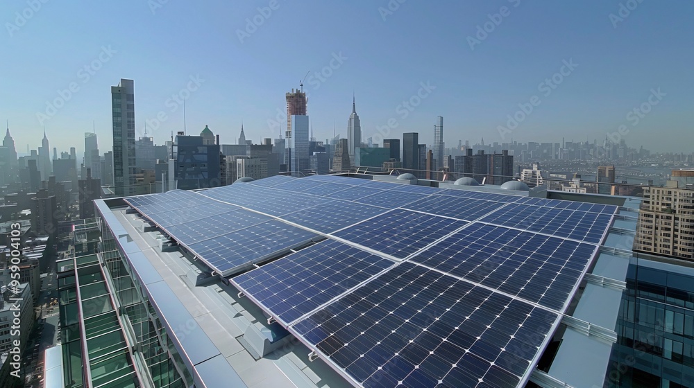 Obraz premium Solar panels on building roof