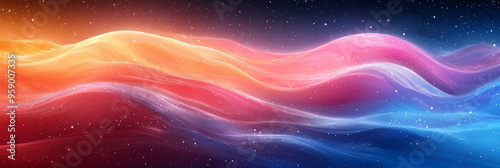 Abstract waves of color and light against a starry backdrop.