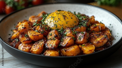 Crispy Roasted Potatoes with Fried Egg