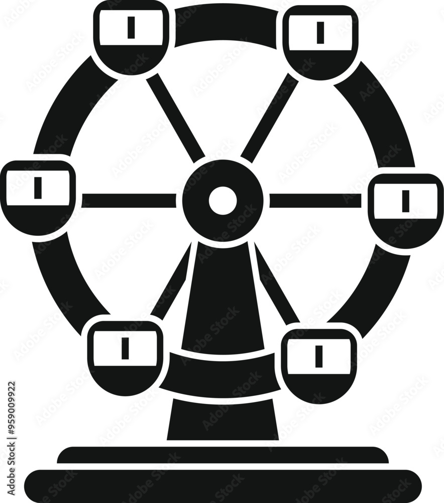 Simple vector icon of a ferris wheel rotating at an amusement park Simple vector icon of a ferris wheel rotating at an amusement park