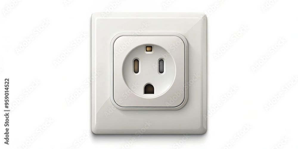 White Electrical Outlet, 3D Render, Wall Socket, Electrical, Power, Receptacle White Electrical Outlet, 3D Render, Wall Socket, Electrical, Power, Receptacle