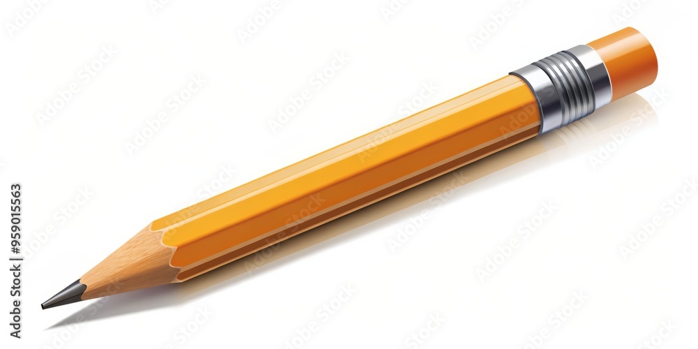 Yellow Pencil with Eraser, Isolated, 3D Render, School, stationery, writing, art Yellow Pencil with Eraser, Isolated, 3D Render, School, stationery, writing, art
