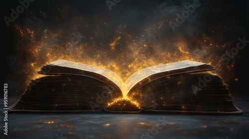 Magic Book with Glowing Sparks photo