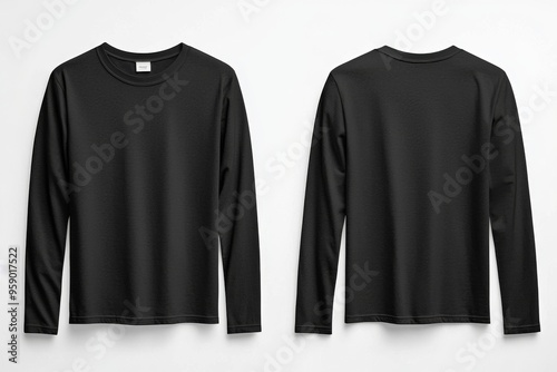 Black long sleeve tshirt mockup isolated created with Generative AI