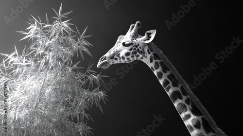 Giraffe Reaching for Bamboo photo