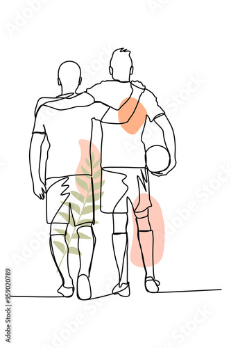 Wallpaper Mural man console each other when playing continuous line art Torontodigital.ca