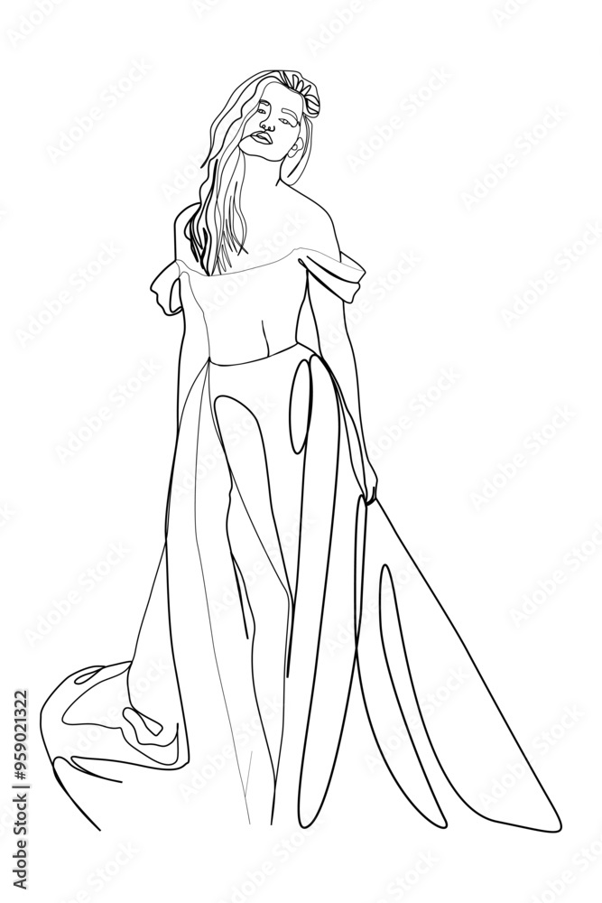 Hand drawn woman one line art illustration Hand drawn woman one line art illustration