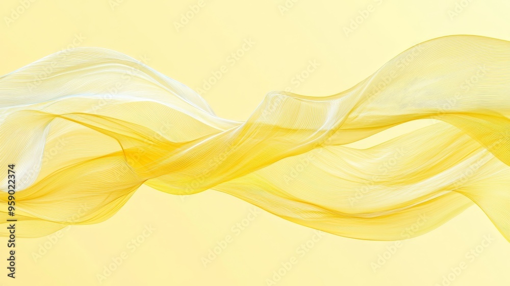 Abstract Yellow Wave A Golden Flow of Lines Against a Soft Background Abstract Yellow Wave A Golden Flow of Lines Against a Soft Background