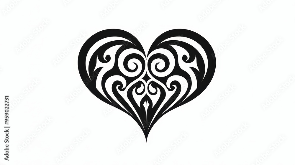 Black White Abstract Heart A Swirling Heart of Intricate Design Isolated Against a White Background Tribal Black White Abstract Heart A Swirling Heart of Intricate Design Isolated Against a White Background Tribal