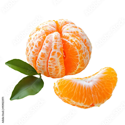 peeled mandarin orange isolated on transparent background Generative Ai.

