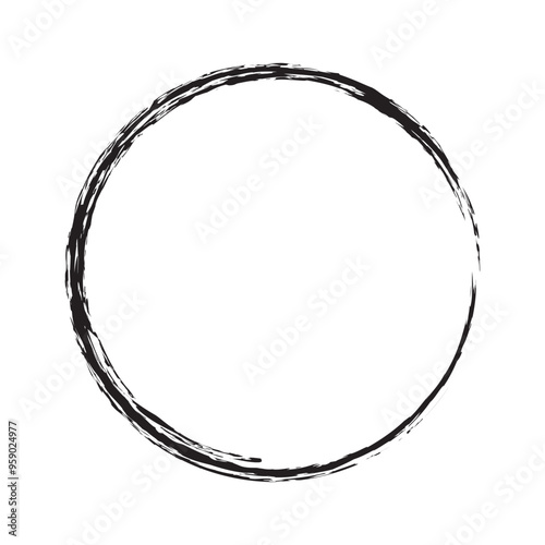 Schilderij op canvas Circle shape Icon black grunge vector. Round frame Vector Icon.