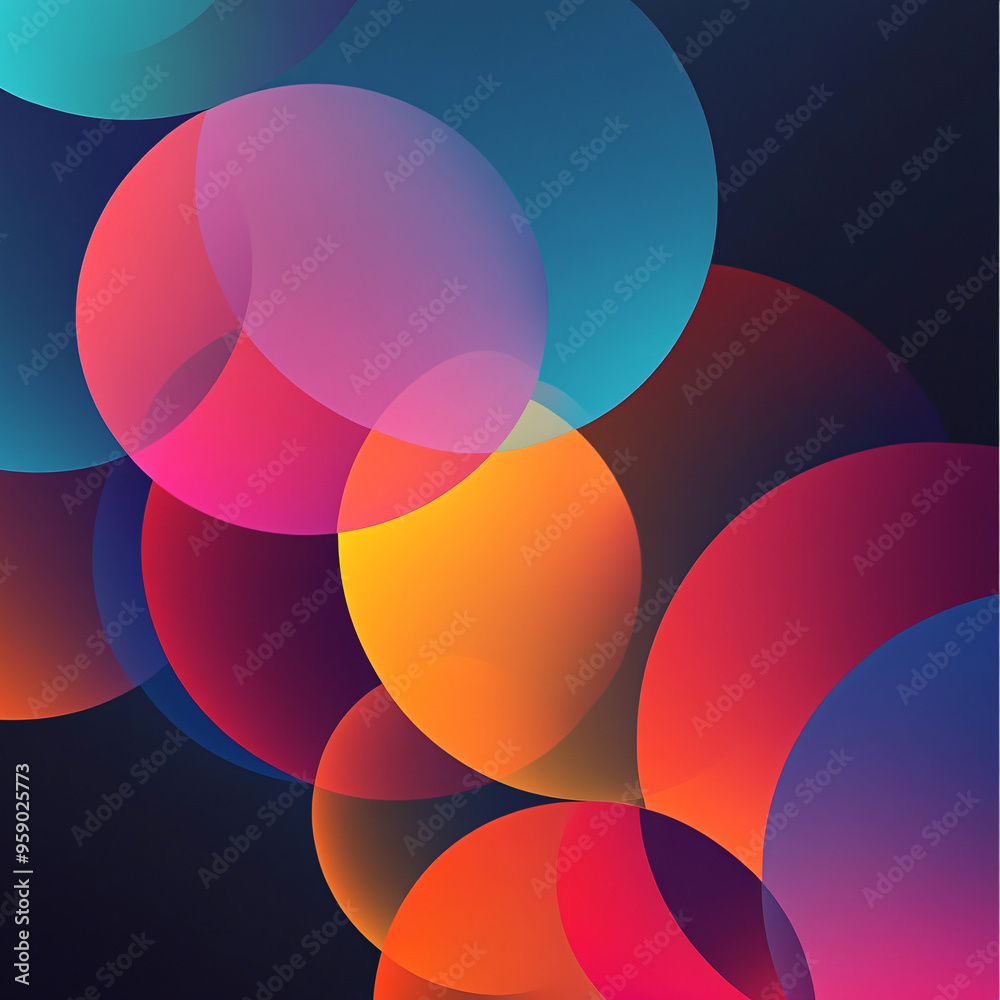 A colorful design of overlapping circles with soft gradients. A colorful design of overlapping circles with soft gradients.