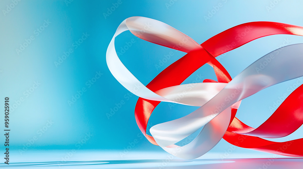 a gymnast's ribbon trailing in graceful arcs a gymnast's ribbon trailing in graceful arcs