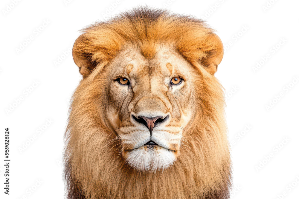 Majestic lion portrait showcasing its powerful presence and striking features. A symbol of strength and beauty in the wild. Majestic lion portrait showcasing its powerful presence and striking features. A symbol of strength and beauty in the wild.