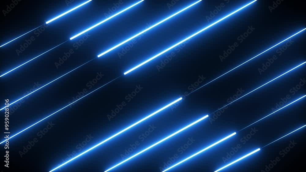 Abstract blue neon lights animated on a dark background. abstraction neon Lines moving up screen saver, background. Abstract blue neon lights animated on a dark background. abstraction neon Lines moving up screen saver, background.