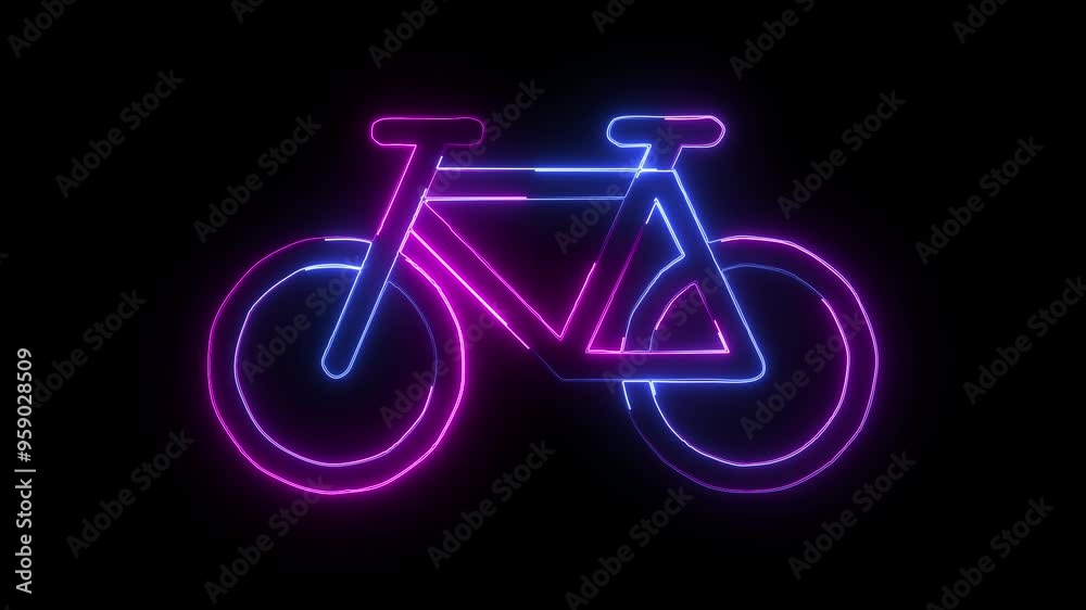 bicycle icon with a glowing purple and blue neon effect background. bicycle icon with a glowing purple and blue neon effect background.