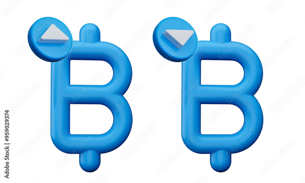 Baht Thailand Symbol, Thailand Baht THB Exchange Rate Value Price Increase up and Decrease down 3d illustration
Baht Thailand Symbol, Thailand Baht THB Exchange Rate Value Price Increase up and Decrease down 3d illustration