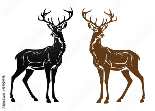 Beautiful deer vector  silhouette on white background
  