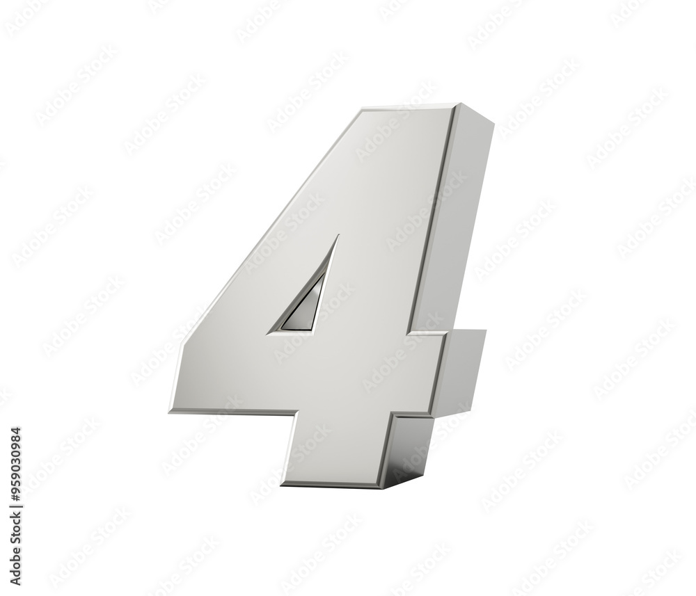 Silver 3d 4 Four numbers. Isolated white background 3d illustration
Silver 3d 4 Four numbers. Isolated white background 3d illustration