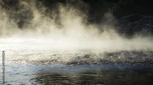 Wallpaper Mural Tranquil Close-up of Clear Hot Spring with Rising Steam in Serene Atmosphere Torontodigital.ca