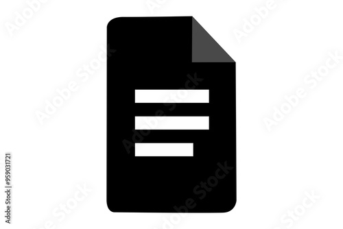 black folder with document icon transparent background. flat style doc folder icon for your web site design, logo, app, U