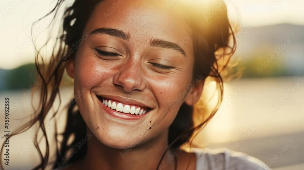 A woman with long hair and a smile on her face A woman with long hair and a smile on her face