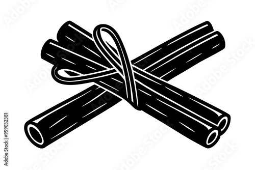 Silhouettes of cinnamon sticks, hand drawn vector illustration