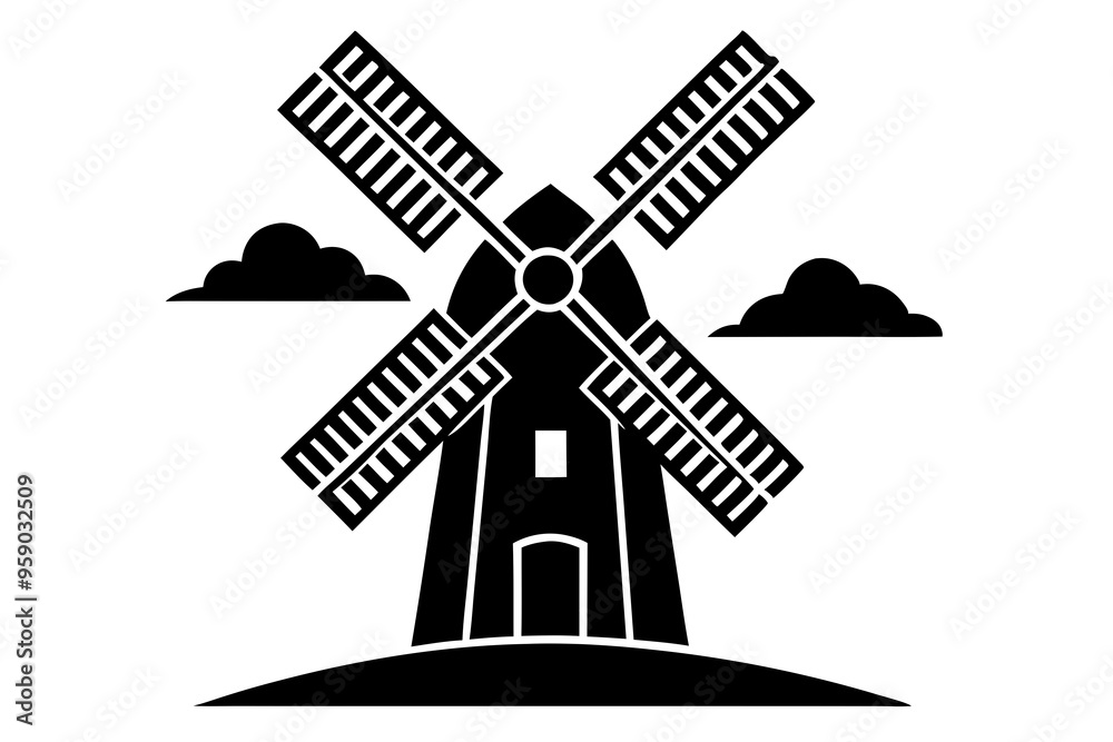 windmill icon on white background. farm house sign. farm windmill symbol. flat style. windmill icon on white background. farm house sign. farm windmill symbol. flat style.