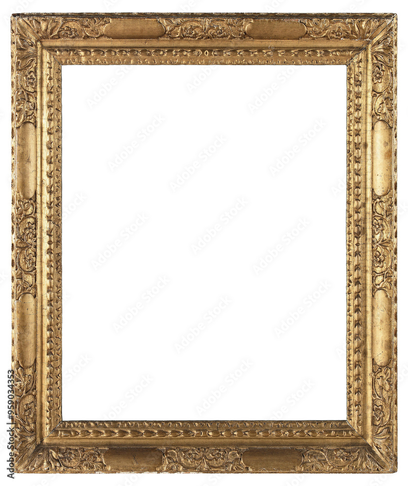 Patterned picture frame on a transparent background, in PNG format.