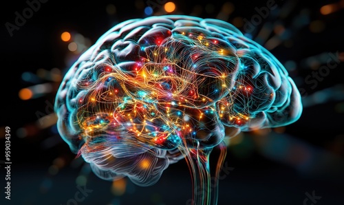 Illuminated Brain with Glowing Neural Connections: Visualizing Brain Plasticity