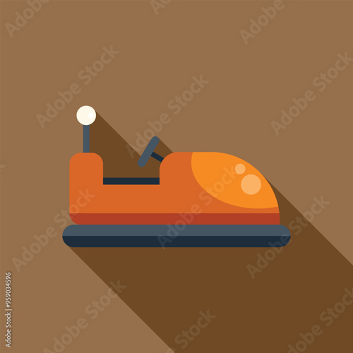 This colorful vector icon features a classic bumper car, evoking the excitement of amusement park rides and childhood memories