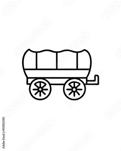 Editable stroke vector of a covered wagon with a c (5).