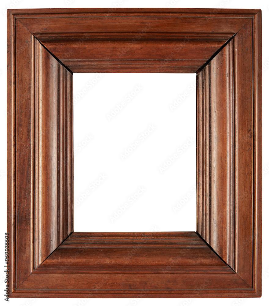 Wide varnished wooden picture frame in PNG format on a transparent background. Wide varnished wooden picture frame in PNG format on a transparent background.