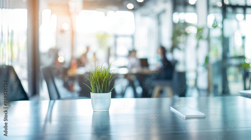 Bright and modern office space with and people working in the blurred background, copy space. Concept work process. Bright and modern office space with and people working in the blurred background, copy space. Concept work process.