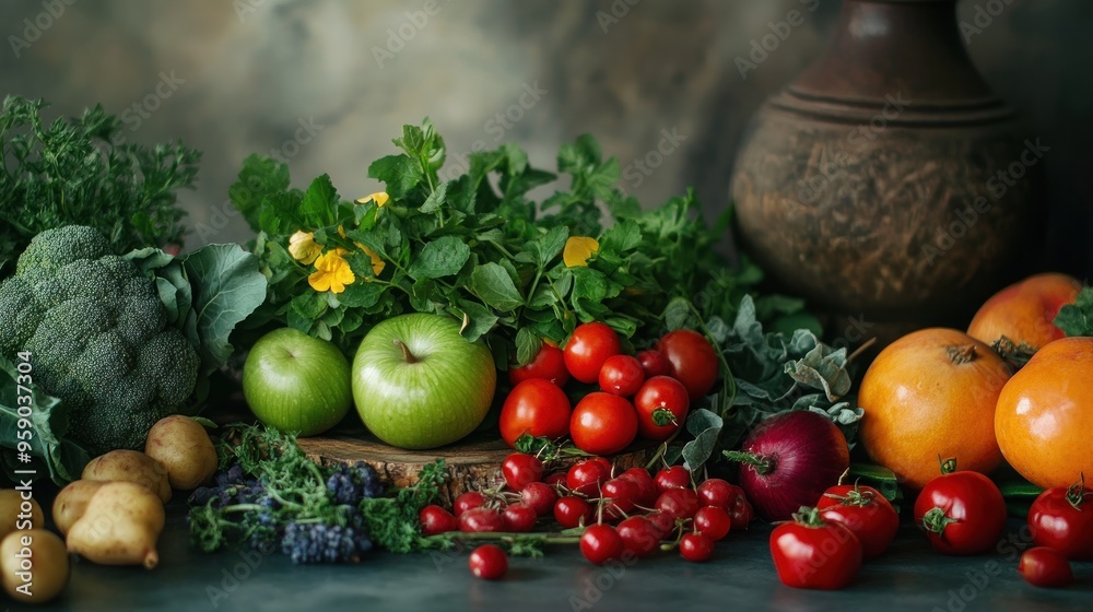 A Still Life of Fresh Produce A Still Life of Fresh Produce